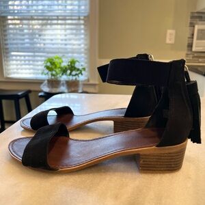 Rock & Candy Black Suede Block Heel Sandals